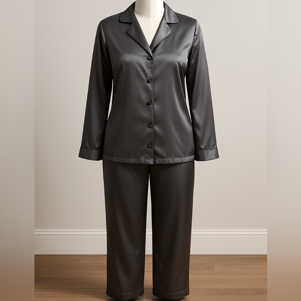 Black Satin Sleepwear Set